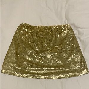 Anthropologie Gold Sequin Mini Skirt